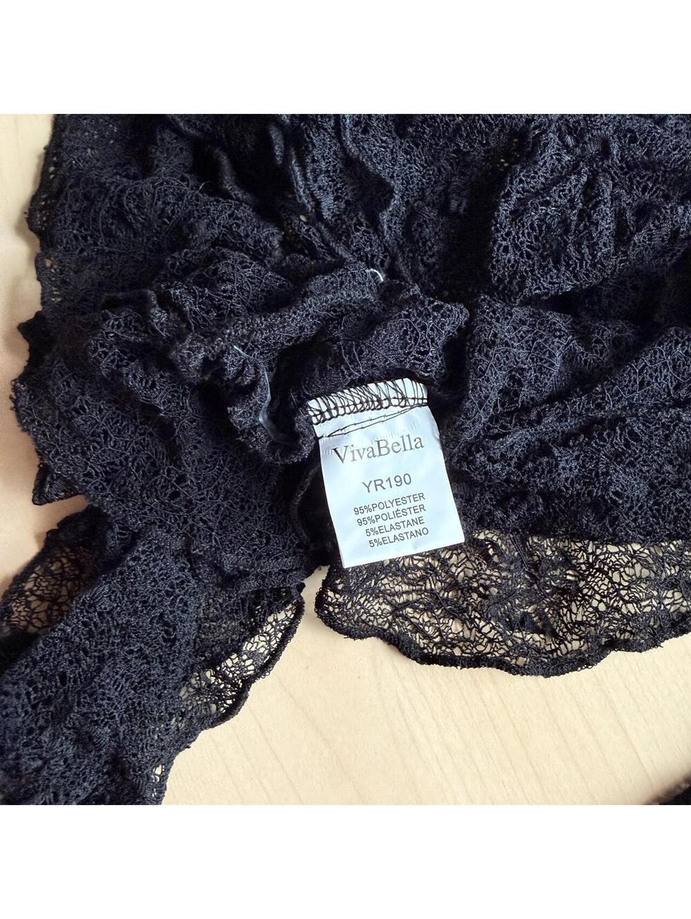 Y2K Black lace off shoulder ruffle top - Picture 8 of 8